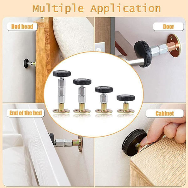 4-pakning (67-87mm) Justerbar Anti-Shake Gjengbar Seng Ramme Verktøy Teleskopisk Støtte, Hodegjerl Plugger Fixer for Seng, Garderobe, Stol, Sofa