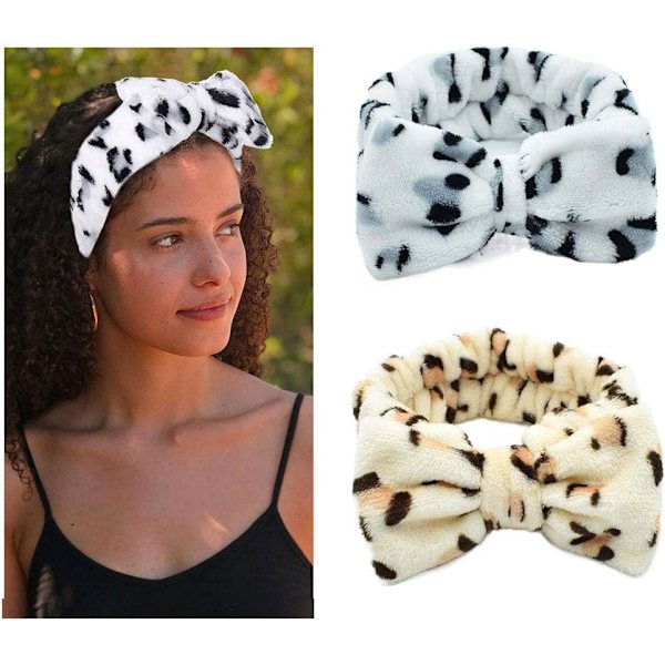 2 kappaletta keltaista leopardin fleece-elastista solmukampahihnaa meikkiin, suihkuun, kylpylään, hierontaan, joogaa ja urheiluun
