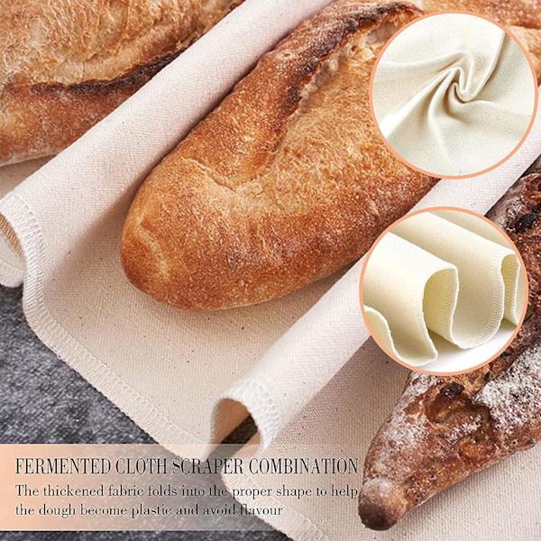 2 st linnebrödduk 36*45cm, hälsosam och ofarlig bomullsbrödduk, non-stick brödduk för bakning av baguette, degjäsning