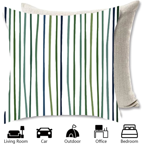 Putetrekk 45 x 45 cm, sett med 4 putetrekk i bomull og lin, putetrekk for sofa, utendørs hage seng sofa puter (22-WillowLea