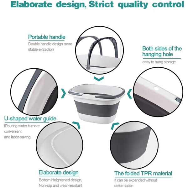 Suuri kokoontaitettava moppisanko 4,2 gallonaa (16 litraa) kahvalla kodin siivoukseen, tilaa säästävä ulkokäyttöön sopiva monikäyttöinen taitettava vesiämpäri retkeilyyn, kalastukseen,