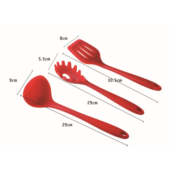 20 pcs Silicone Kitchen Utensils,Cooking Tool Set Heat Resistant Silicone Kitchenware, Non-Stick Kitchen Baking Tools 10 Sets + 10 S Hooks - Red