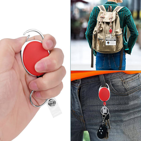 Retractable Badge Holder, 6 kpl Retractable Keychains (Monivärinen), Retractable Lanyard with Belt Retractor for Key Rings ID Card Badge Holder, with