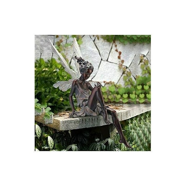 Magisk Fe Hage Ornament Sete, Tudor og Turek Sittende i Resin Hagedekorasjon 22 cm