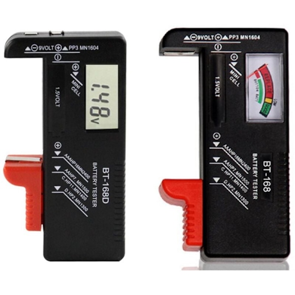 Set med 2 digitala batteritestare Spänningskontroll och effektnivåkontroll Combo för AAA AAA C 9V 1.5V