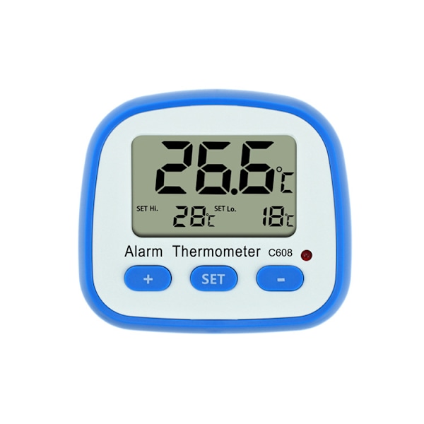 Digitalt køleskabs- og frysertermometer med magnet og stativ, letlæseligt køleskabstermometer med LED-indikator, Hi Lo-temperaturalarm, fryser