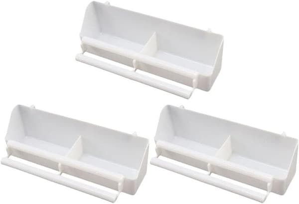 3 stk. Due Feeder Spaltebeholder Foderret Foderdispenser til Due Kylling And Fugl Fjerkræ Hvid
