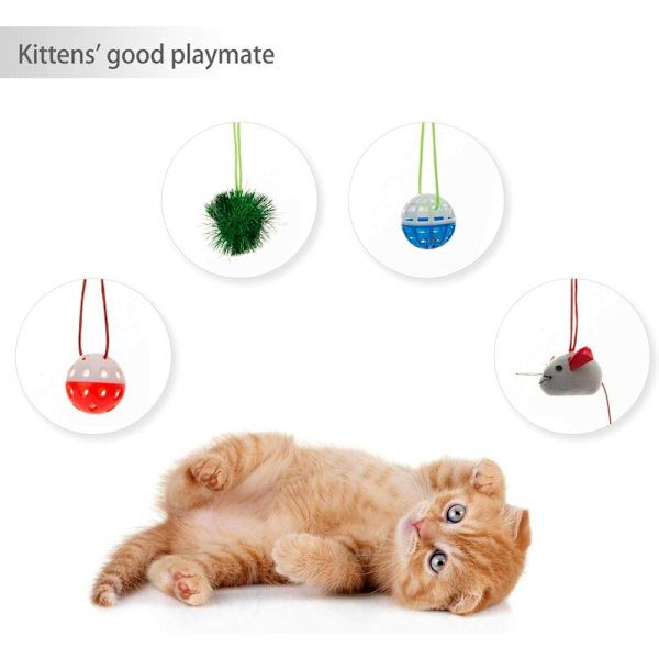 Set med 1 * skräp + 4 * leksaker boll klocka mus fjäder katt valp matta madrass kudde korg hus kupol multifunktion hygienisk antibakteriell bärbar C