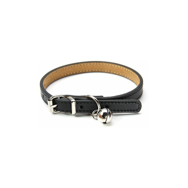 Xs -halsband i läder för katter och valpar, justerbart -NOIR