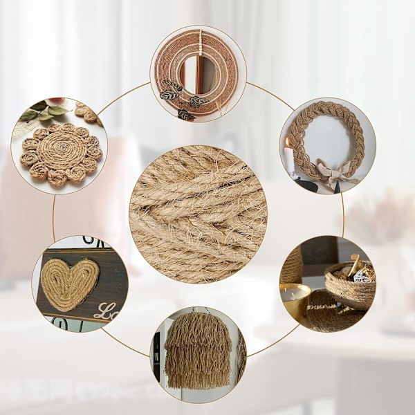 Jute Twine Rope 6mm, 50 metriä hamppuköysi, puutarhaköysi DIY:lle, puutarhanhoitoon, pakkaamiseen
