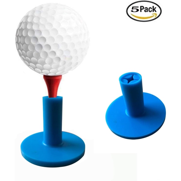 Gummi Golf Tee Holder (Blå) 5 Farve Sæt