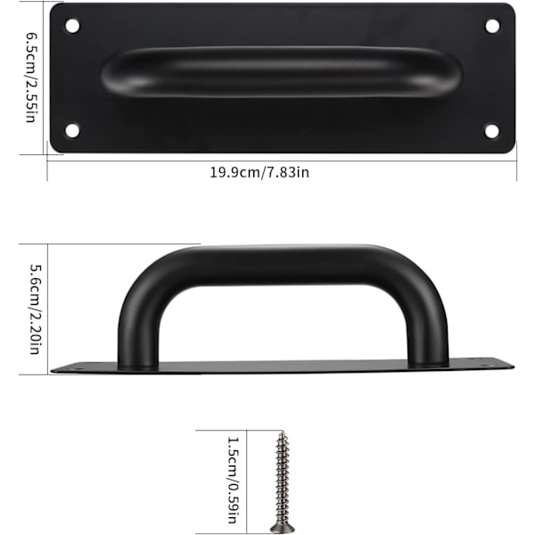 Skaphåndtak med bakplate, dørhåndtak, toalett-dørhåndtak, skaphåndtak med plate, egnet for treddører, hage, skapdører (200 x