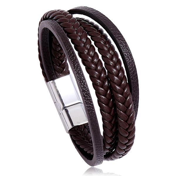 Læder Brun Rem, Vandtæt Armbånd til Mænd, Jule Nytår Fødselsdag Armbånd Gaver til Kæreste Mand Far Søn