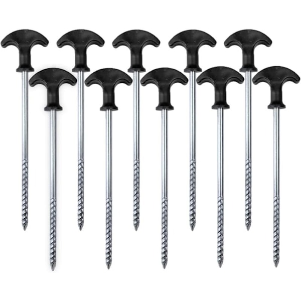 10 stk spiral teltplugger, 21cm rustfrie teltplugger fra bivouakk camping, robuste plugger med håndtak for camping og fotturer