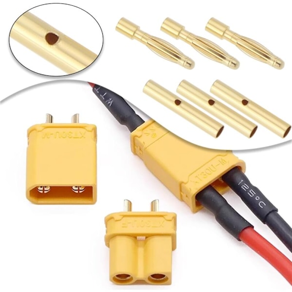 Set med 15 par han- och honkontakter banankontakter 2 mm kulkontakter guldpläterade för RC DIY batteri ESC Batteri ESC Batteri eller RC DIY Båtar Flygplan