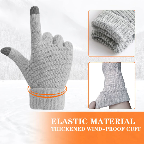 2 par kvinners vinter touchscreen hansker termisk fleece foret strikkede hansker elastisk mansjett vinterhansker