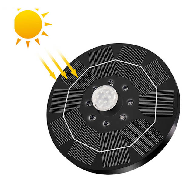 Solcellsfontän för pool utomhus med solcellsbrunn, flytande fontän med energilagring och 3 W LED-ljus