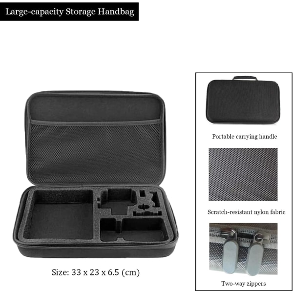 Bärväska för GoPro, förvaringsväska kompatibel med Hero 10 9 8 7 6 5 4 3 2, bärbar väska för actionkamera (stor)