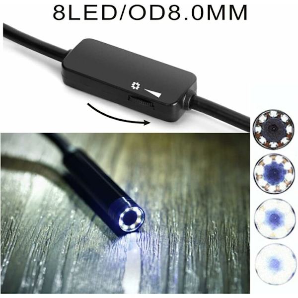Industriel WiFi Endoskop 5.0 Megapixel HD IP68 Boreskop Vandtæt 8 Justerbar LED Inspektionskamera 600mAh Batteria til Android, iOS 4.2 (over