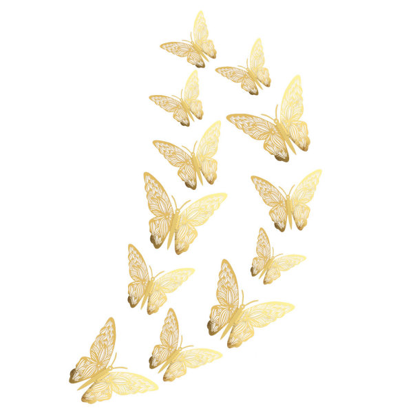 Sommerfuglveggdekorasjon, 3 stiler 3 størrelser 3D-sommerfugler, Gullsommerfugler, Bryllupsdekorasjoner, Bursdagsfestdekorasjoner, Soveromsdekor for jenter