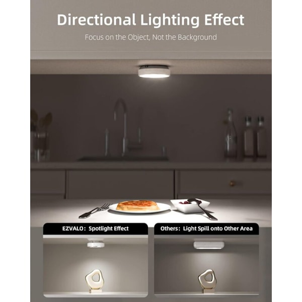 Trådlös LED-nattlampa, 2000mAh uppladdningsbar LED-spotlight för underskåp med fjärrkontroll, dimmer, LED-lampor för kök, vitrinskåp, trappa, W