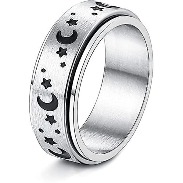 Stainless Steel Spinner Rings Moon Star Starry Sky Moon Phase Anxiety Rings for Women Men