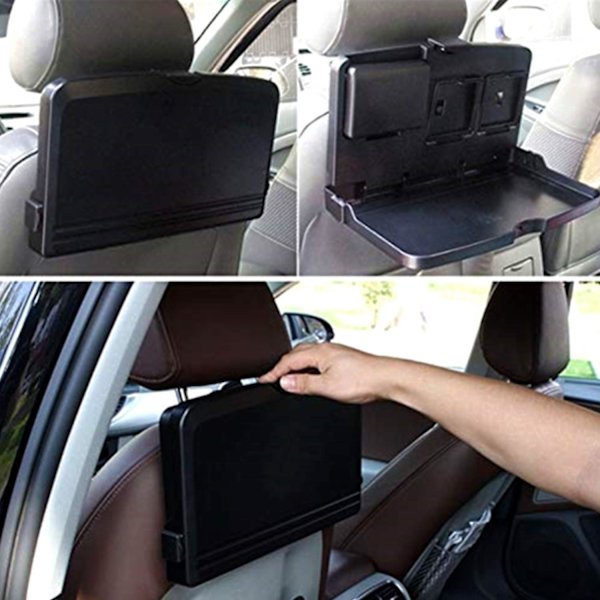 Universell hopfällbart bilbord med mugghållare för bilbaksäte, bilorganisatör för telefon, drycker och måltider i bilen