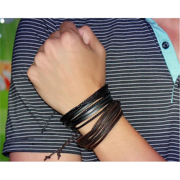 Mode Læderarmbånd Nomad Sort