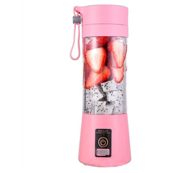 Henkitorven sekoitin sähköinen hedelmä Smoothie Maker -sekoitin USB MEHU BLANDER Ladattava 400ml pinkki.