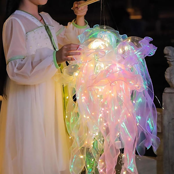 4 stk. Jellyfish-lys, batteridrevet lysende Jellyfish-havebelysning, indendørs udendørs kreativ Jellyfish-formet lampe til babyshower, fødselsdag i hjemmet
