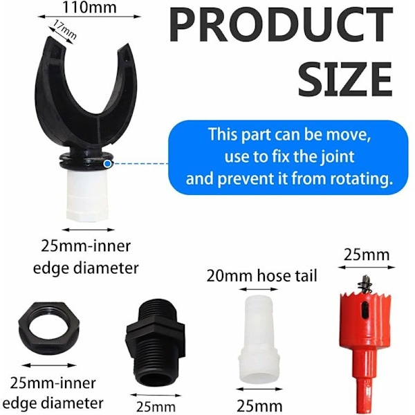 Regnvandsopsamler til cirkulære rør med fleksibel slange, regnvandsopsamler, PVC-fitting, vandopsamling til nedløbsrør (110mm)