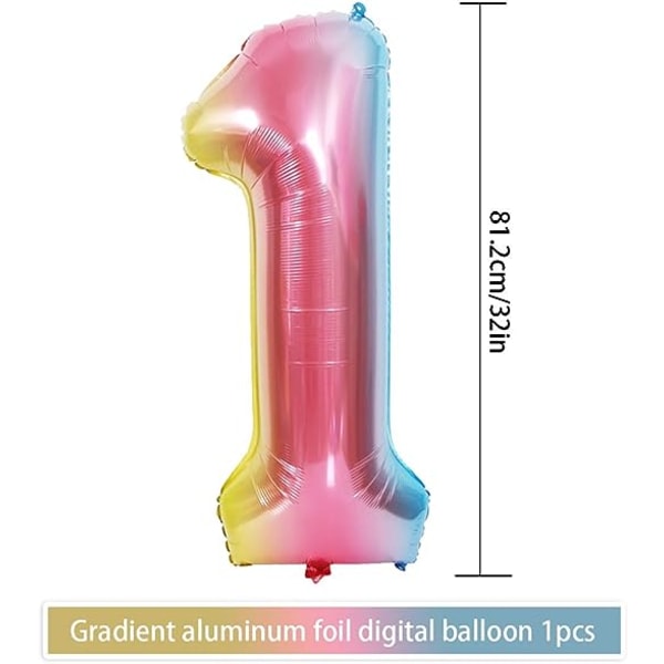 1. bursdagsjenteballong, rosa nummer 1 ballong, rosa nummer Hel
