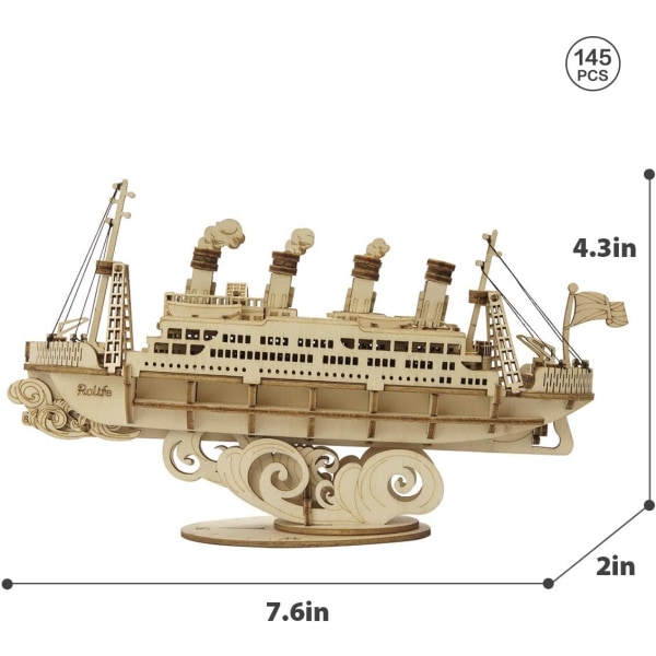 3D-puinen palapeli lapsille ja aikuisille Veneenrakennussarja Craft Brainteaser DIY Kit 8-vuotiaille ja sitä vanhemmille (risteilyvene)