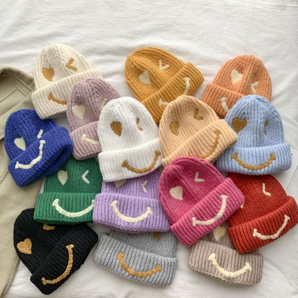 Stor ansigts japansk tyk strikket hue til kvinder efterår og vinter mode uld hue udendørs varm hue sweater trend