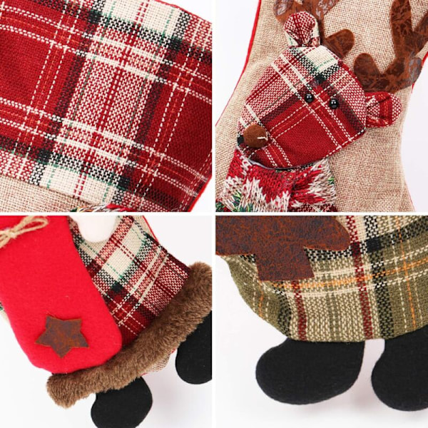 50 cm julstrumpor att hänga upp, 3 stycken stora julstrumpor Gran Gran Tomte Tomte Ren Snögubbe Julstrumpa till jul