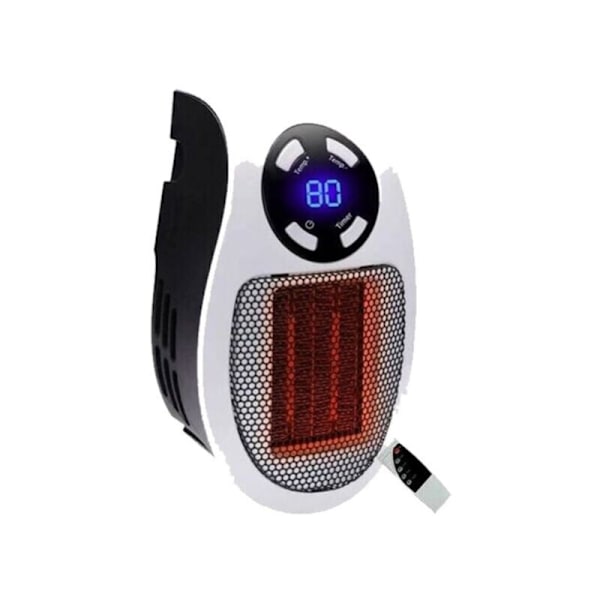 Mini keramisk värmare 500 Watt Ekonomisk portabel värmare med termostat och timer för kontoret, sovrummet och vardagsrummet - (vit - med fjärrkontroll)