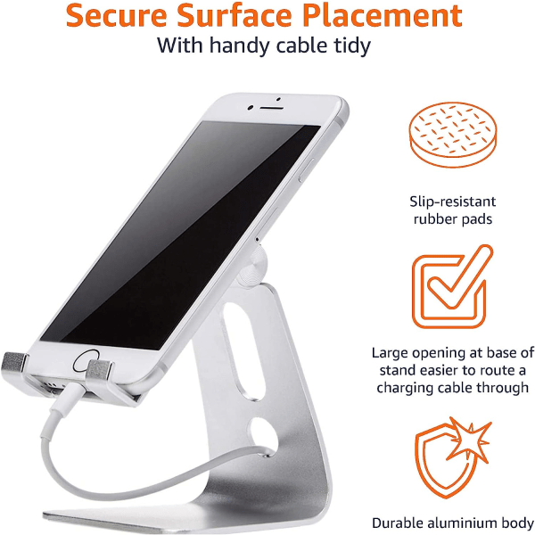 Justerbar mobiltelefonholder for iPhone og Android - Sølv