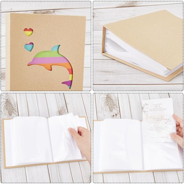 Fotoalbum med papircover, hul delfinformet bildeoppbevaringsalbum med bilder for bilder 50 sider som kan inneholde 100 bilder, fotobok