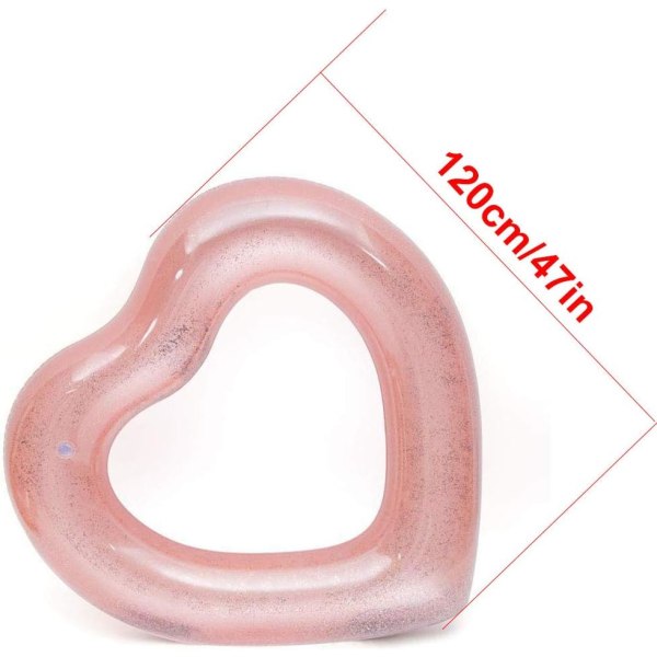 Paljetthjärtformad uppblåsbar ring (120 cm OD), uppblåsbar poolflottör, poolpartyleksaker, vuxenflottörkul