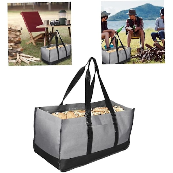 Canvas Vedträdsförvaring Väska Vattentät Heavy Duty Tote Bag (Kaffebrun)