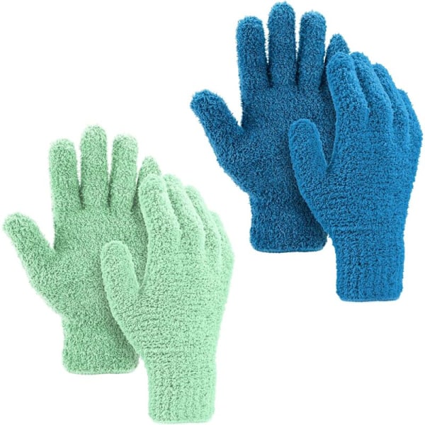 2 par støvhansker i vintermikrofiber, husholdningsrengjøringshansker, støvrengjøringshansker, mikrofiberhansker for menn, kvinner, rengjøring av ho