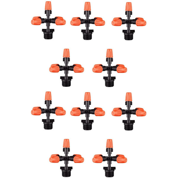 10Pcs Garden Sprayer 5-Head Automatic Greenhouse Watering Water Flow Adapter, Multi-Directional Atomizing Nozzle with 1/2 Inch Female Thread Connecto