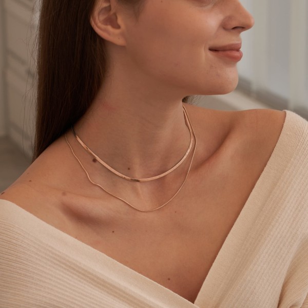 14K Guld/Silverpläterad Ormkedja Halsband Herringbone Halsband Guld Halsband Halsband för Kvinnor Flickor Gåvor Smycken 1.5/3/5MM(B) 14\"/16\"(L)