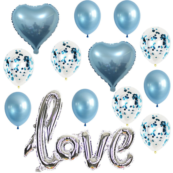 15 stk Blue Confession of Love Folie Folie Ballongdekorasjoner Sett C