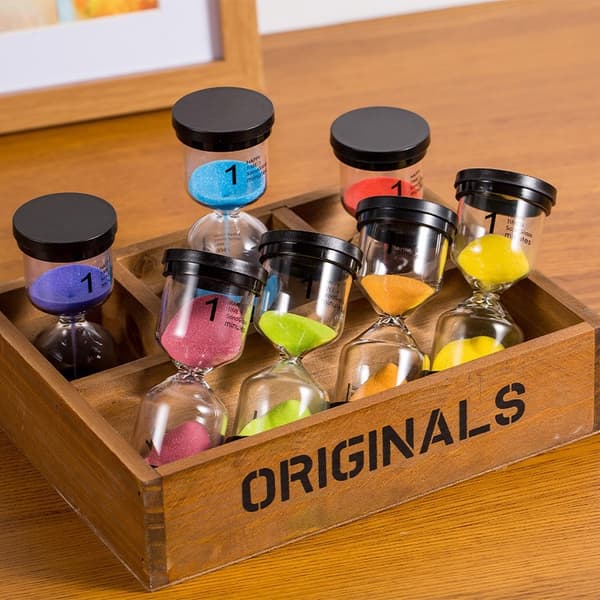 Timglas Timer 1/3/5/10/15/30 Minuter, Mini Plast Timglas Timer för Lek Klassrum, Liten Glas Timglas Timer Set (6-Pack)