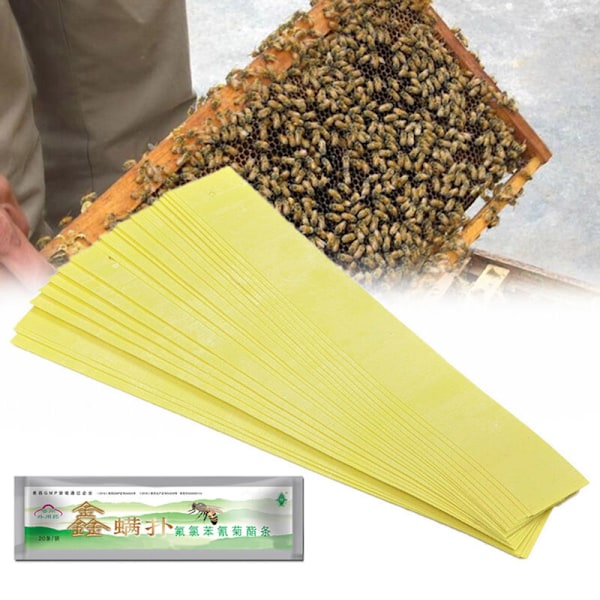 Förpackning med 20 Fluvalinat Professionella Biodlingsverktygsremsor Mot Varroa Kvalster Bin
