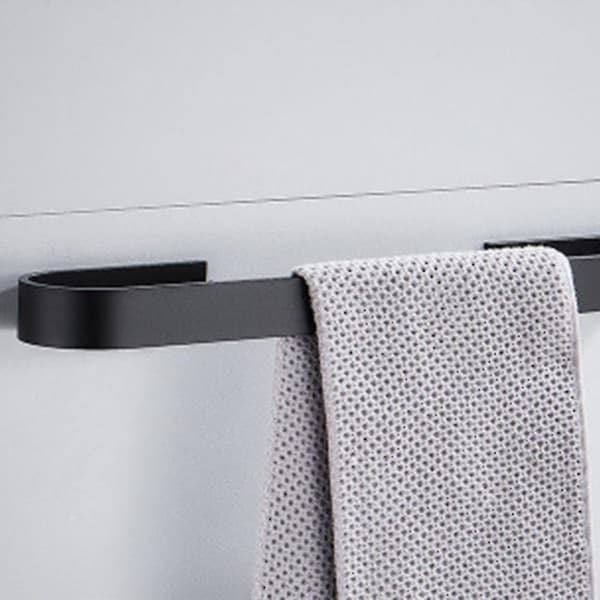 Håndklædeholder, håndklædehylde, håndklædering, selvklæbende, sort aluminium 50 cm