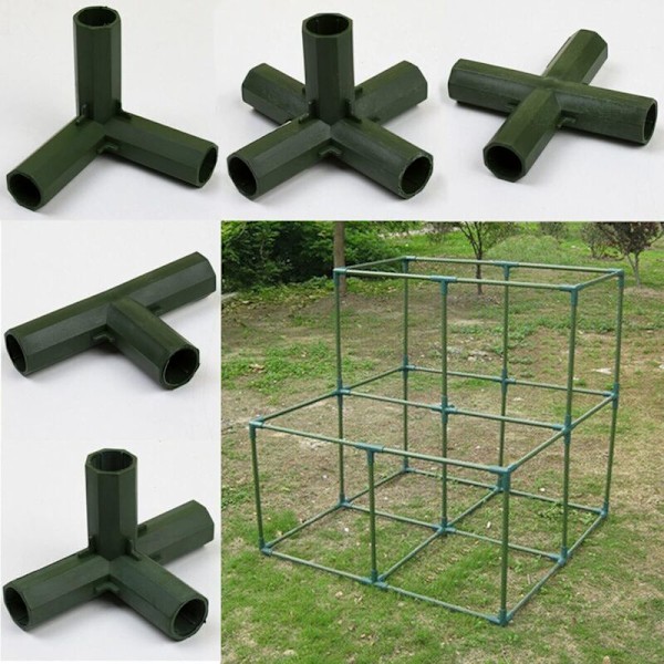 Set med 8 växthusramskonstruktionskopplingar, 19 mm, stöd för rustik rörram för trädgårdsväxthus, stödstruktur