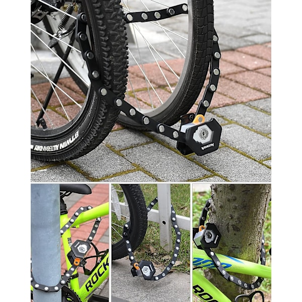 Cykellås, Høj Sikkerhed Foldbar Tyverisikret Lås, Elektrisk Cykellås med Beslag og 3 Nøgler til Mountainbikes, Cykler, Scootere, osv.