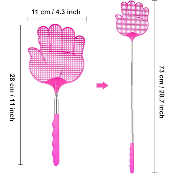 2 stycken flugsmällare, flugsmällare i plast, flugsmällare i olika färger, kökshjälp, flugsmällare i plast med hållbart teleskophandtag, hållbar 75 cm